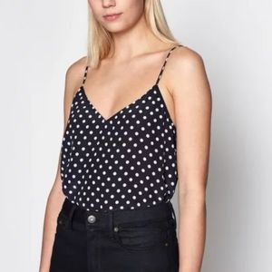 Equipment Black and White Polkadot Silk Cami